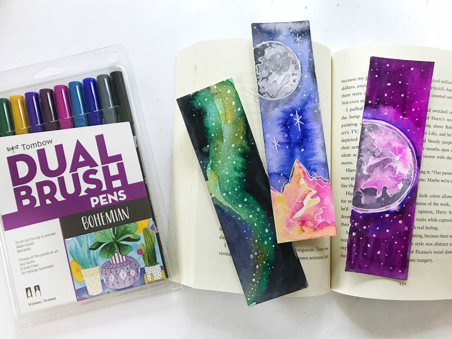 Easy Bookmarks Painting Using Watercolor from Grabie