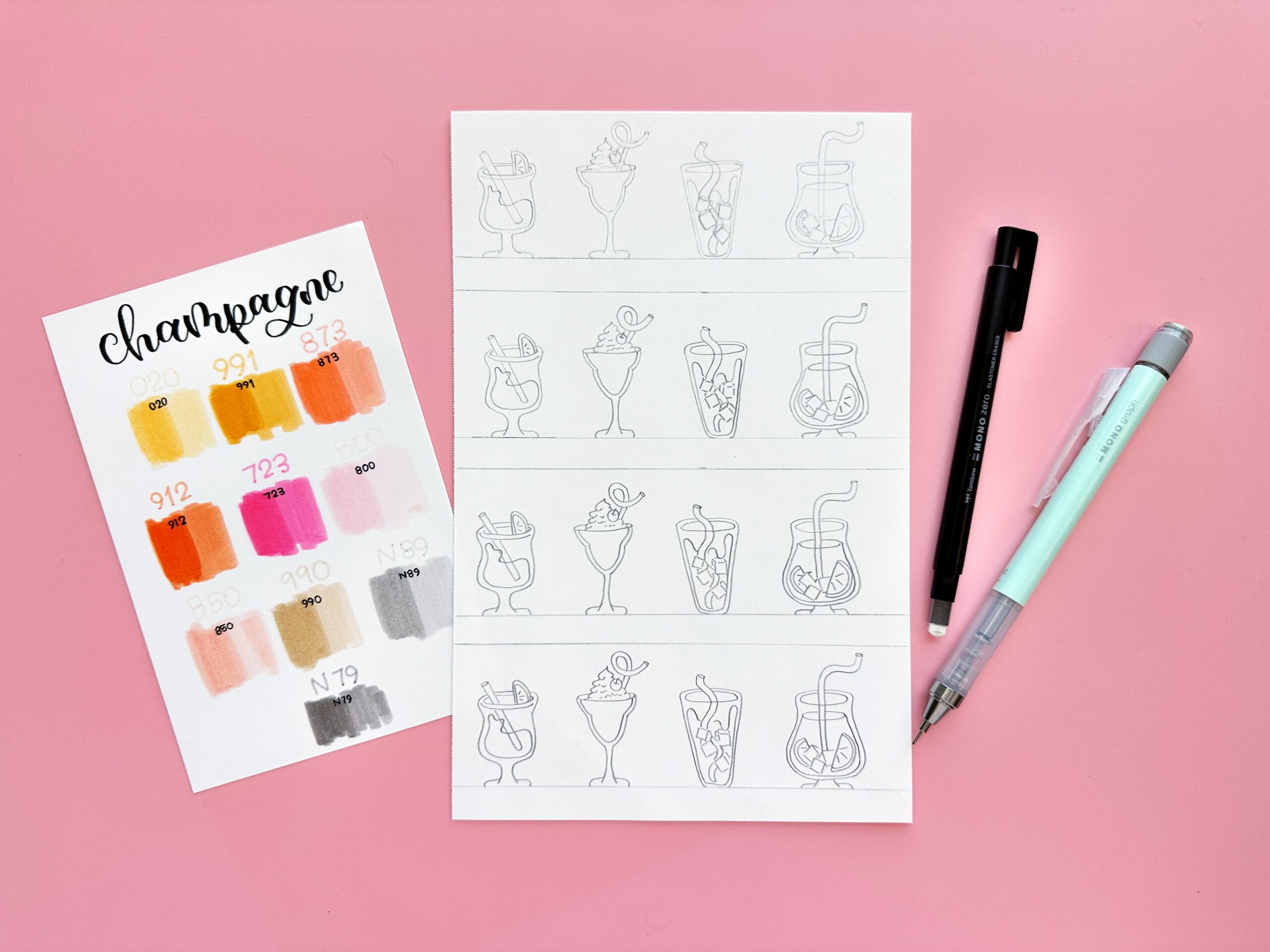 Use the Tombow MONO Graph Mechanical Pencil to sketch a cocktail doodle! #tombow #doodle
