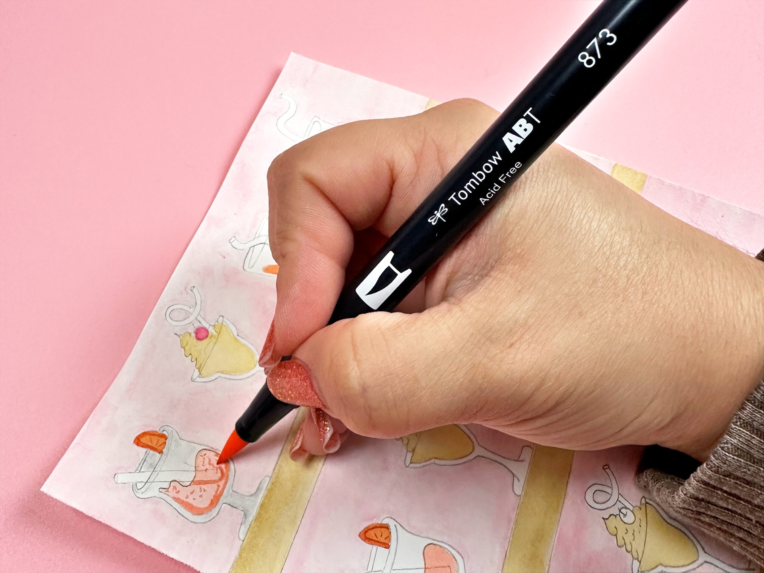Coloring and watercoloring with the Tombow Dual Brush Pens is all about layering. Add color and blend it as many times as you need. #tombow #doodle