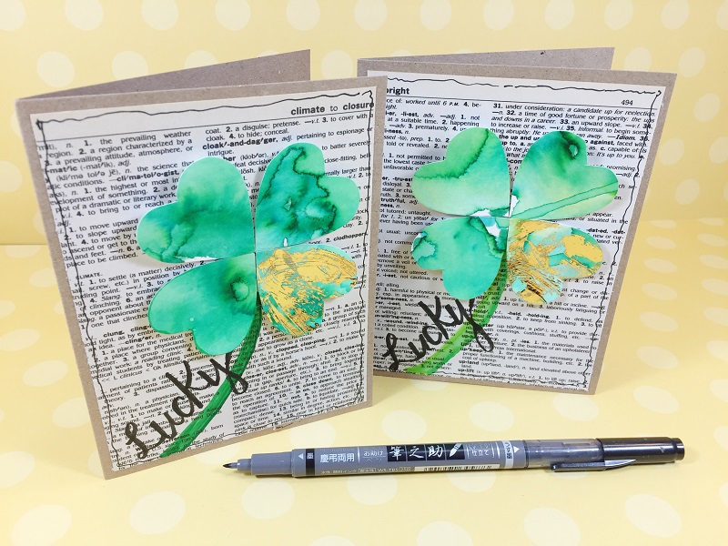 Create Gold Foil and Watercolor Shamrocks with Tombow Adhesives