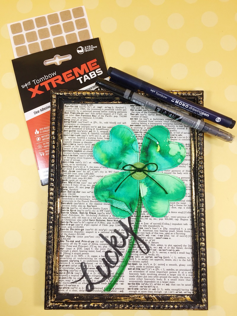 Create Gold Foil and Watercolor Shamrocks with Tombow Adhesives