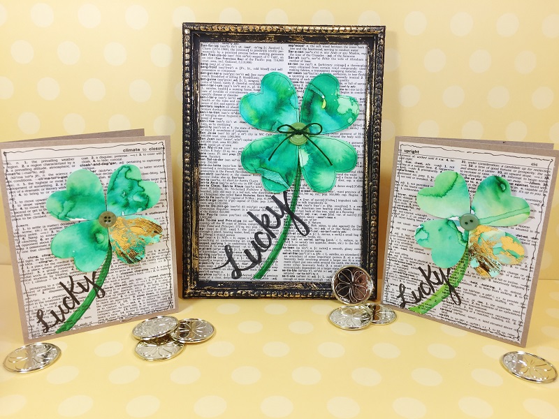 Create Gold Foil and Watercolor Shamrocks with Tombow Adhesives