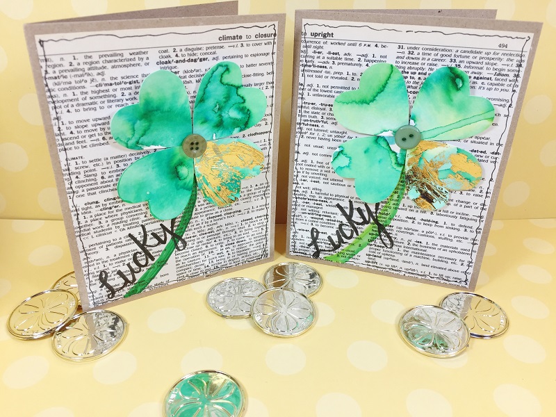 Create Gold Foil and Watercolor Shamrocks with Tombow Adhesives