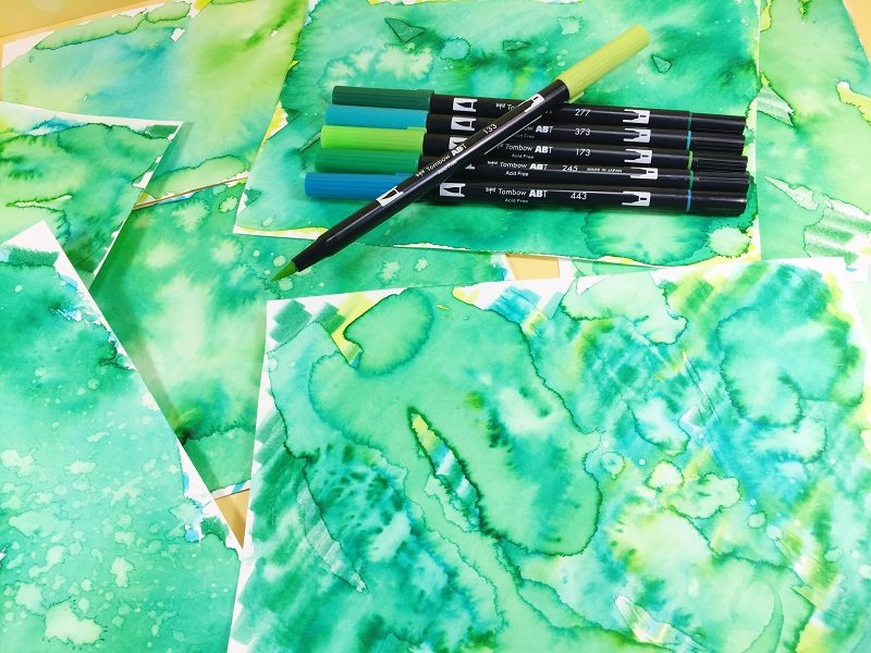 Create Gold Foil and Watercolor Shamrocks with Tombow Adhesives