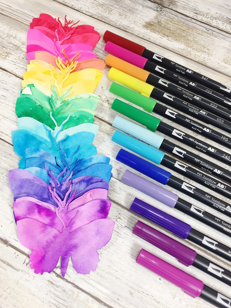 Create a DIY Rainbow Butterfly Wreath with Tombow Dual Brush Pens