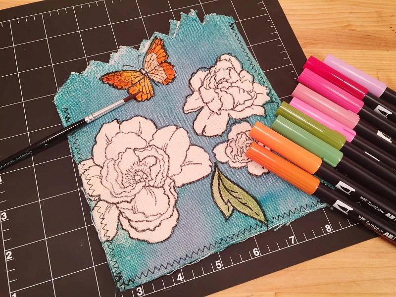 Stamped and Watercolored Canvas Inspired by The DIY Day