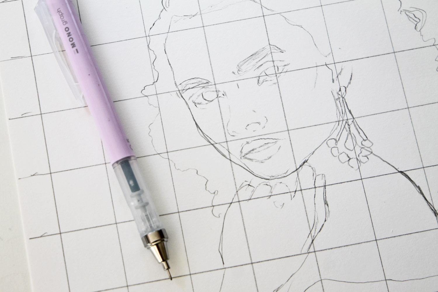 Introduction to Portrait Art Using The Grid Drawing Method - @studio.katie