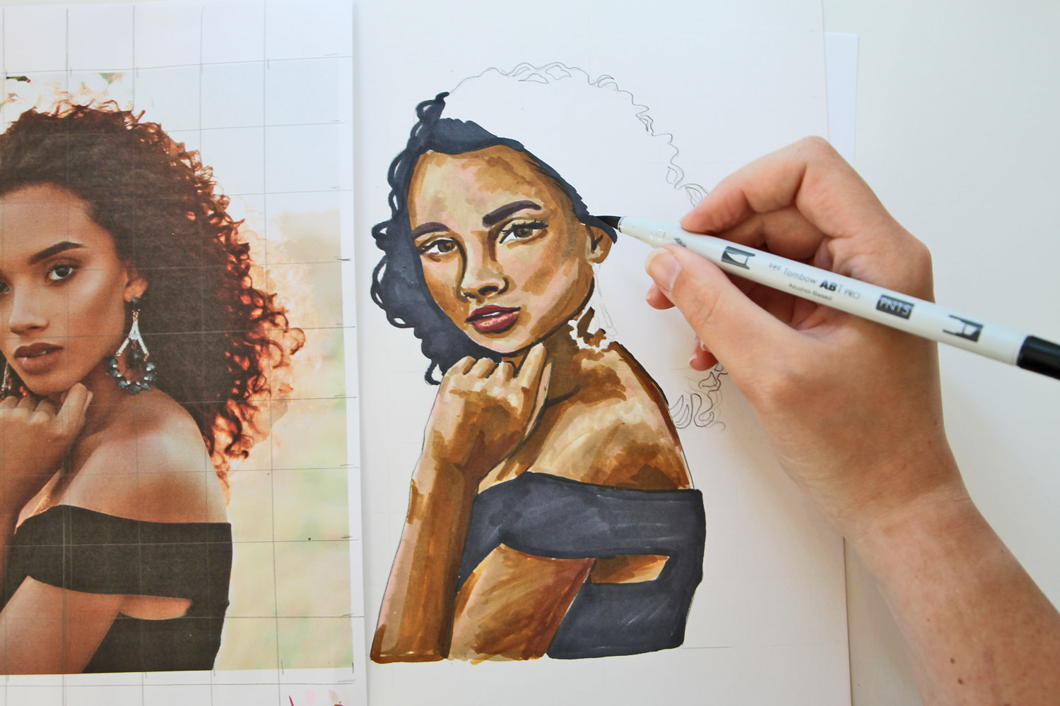 Introduction to Portrait Art Using The Grid Drawing Method - @studio.katie