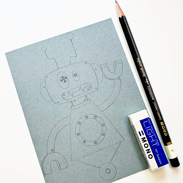 robot drawings pencil