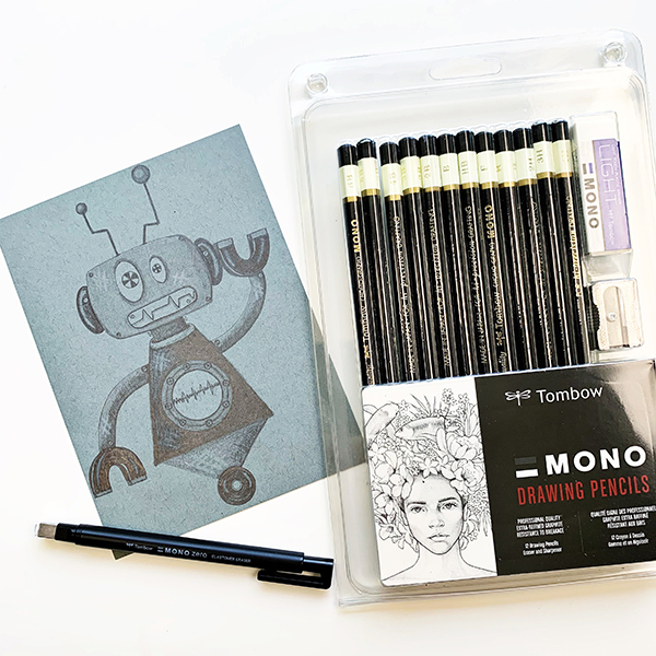 How to Make a Monochromatic Robot With the Tombow MONO Drawing Pencil Set  - Jennie Garcia