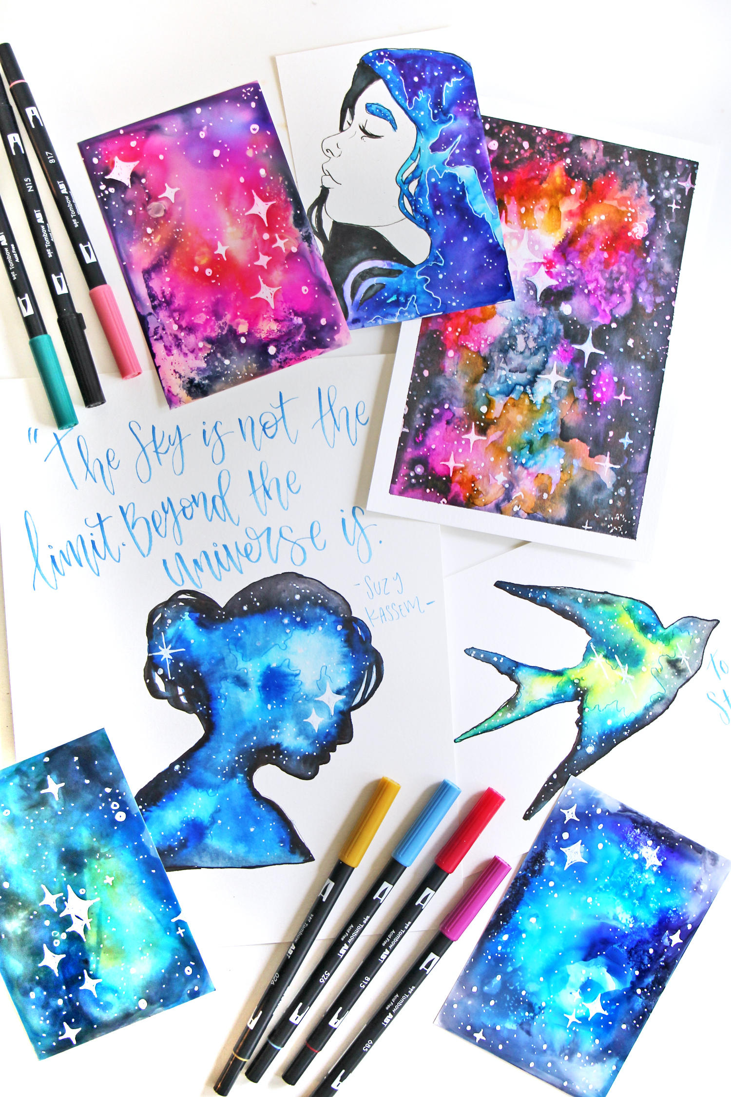Your Guide to Painting Watercolor Galaxies Using Dual Brush Pens - Katie Smith 