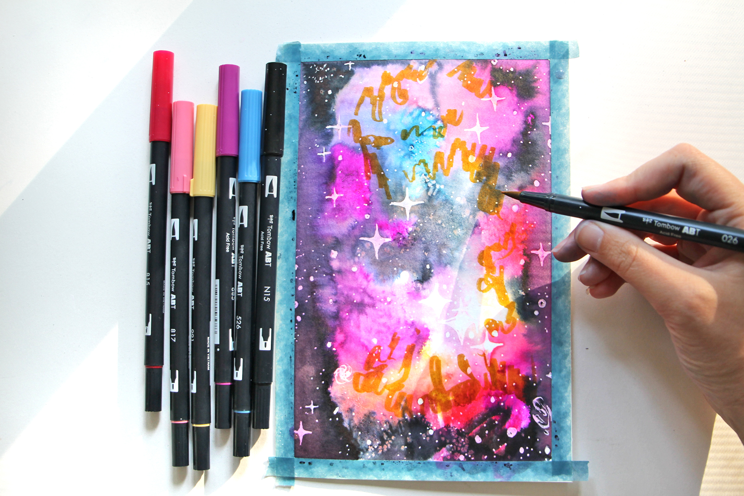 Your Guide to Painting Watercolor Galaxies Using Dual Brush Pens - Katie Smith