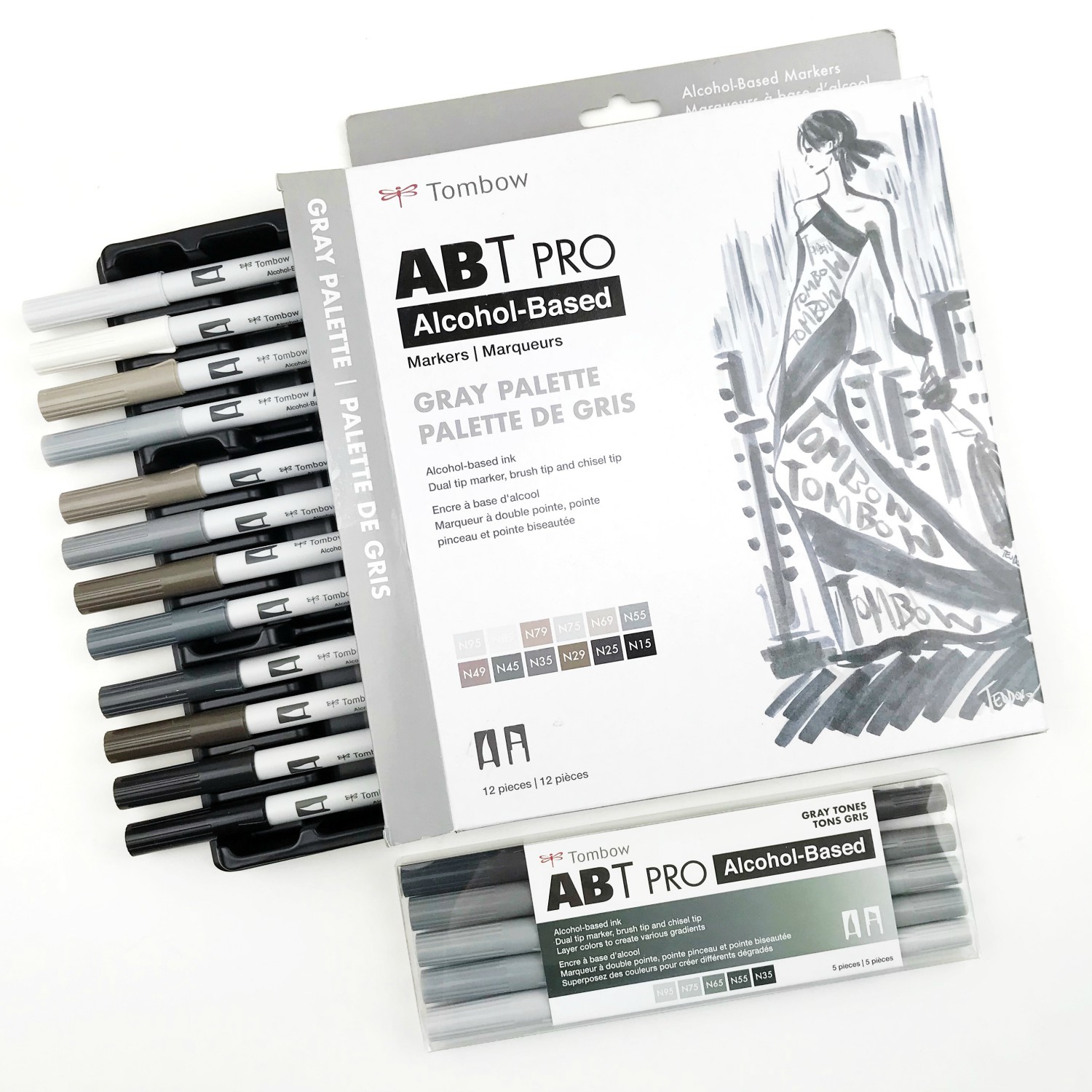 ABT PRO Alcohol-Based Marker Gray Palette 12-Pack for Stamped Images - Serena Bee