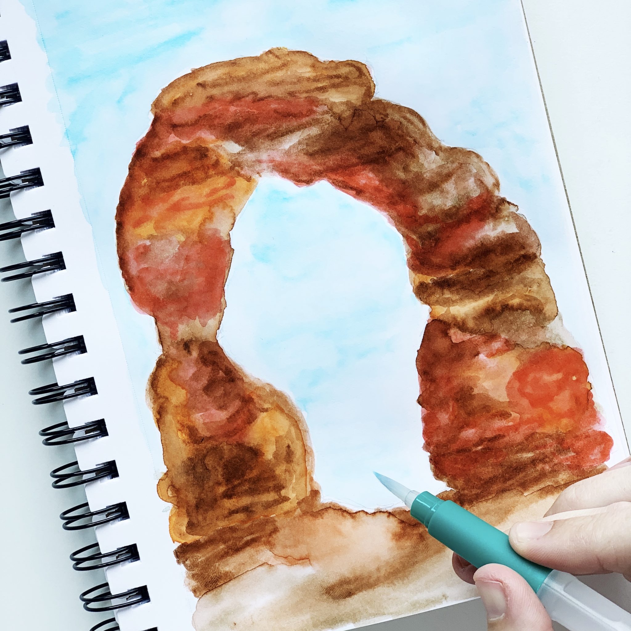 Delicate Arch Watercolor Tutorial Using Dual Brush Pens - Adrienne Castleton