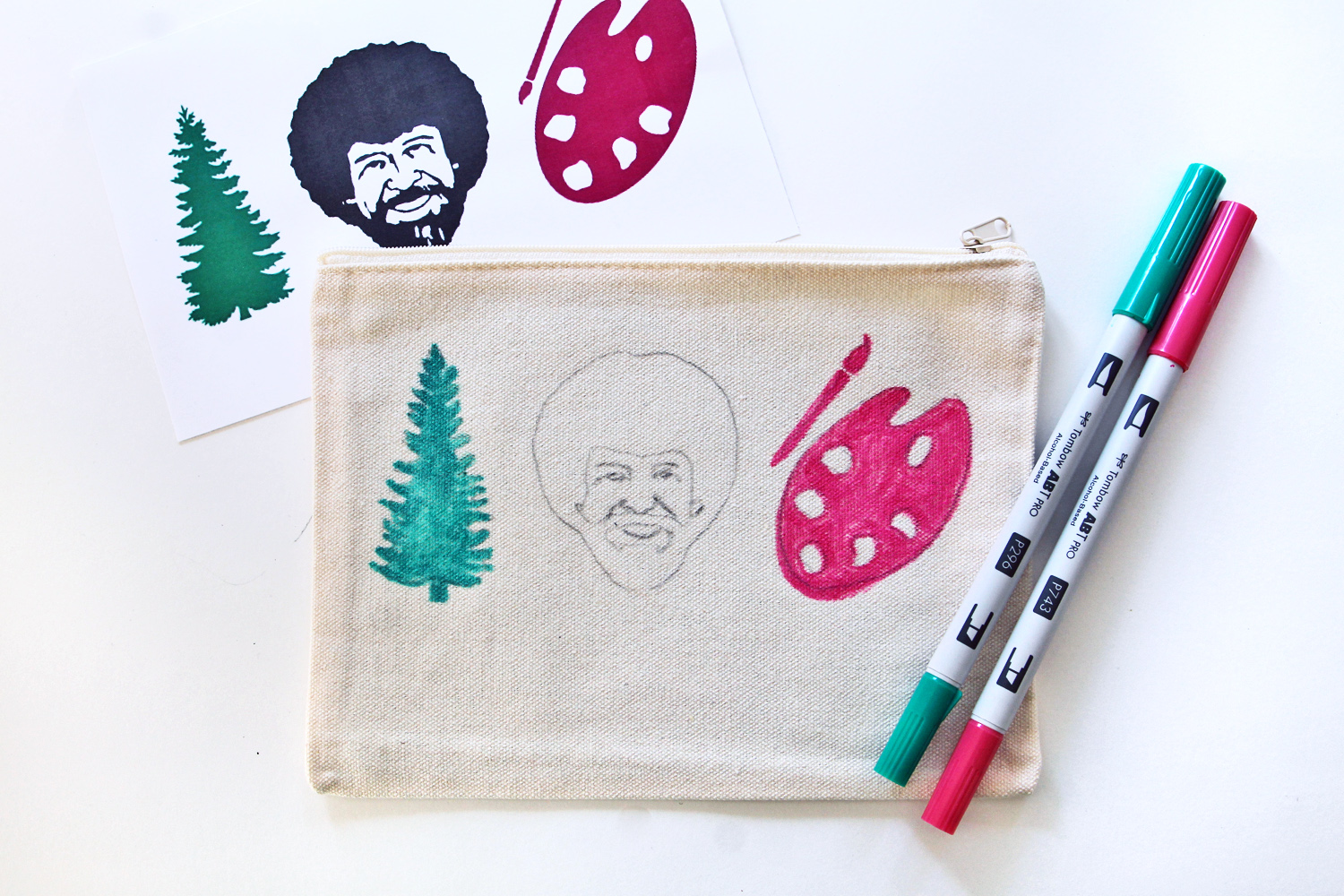 DIY Bob Ross Inspired Zipper Bag - Katie Smith