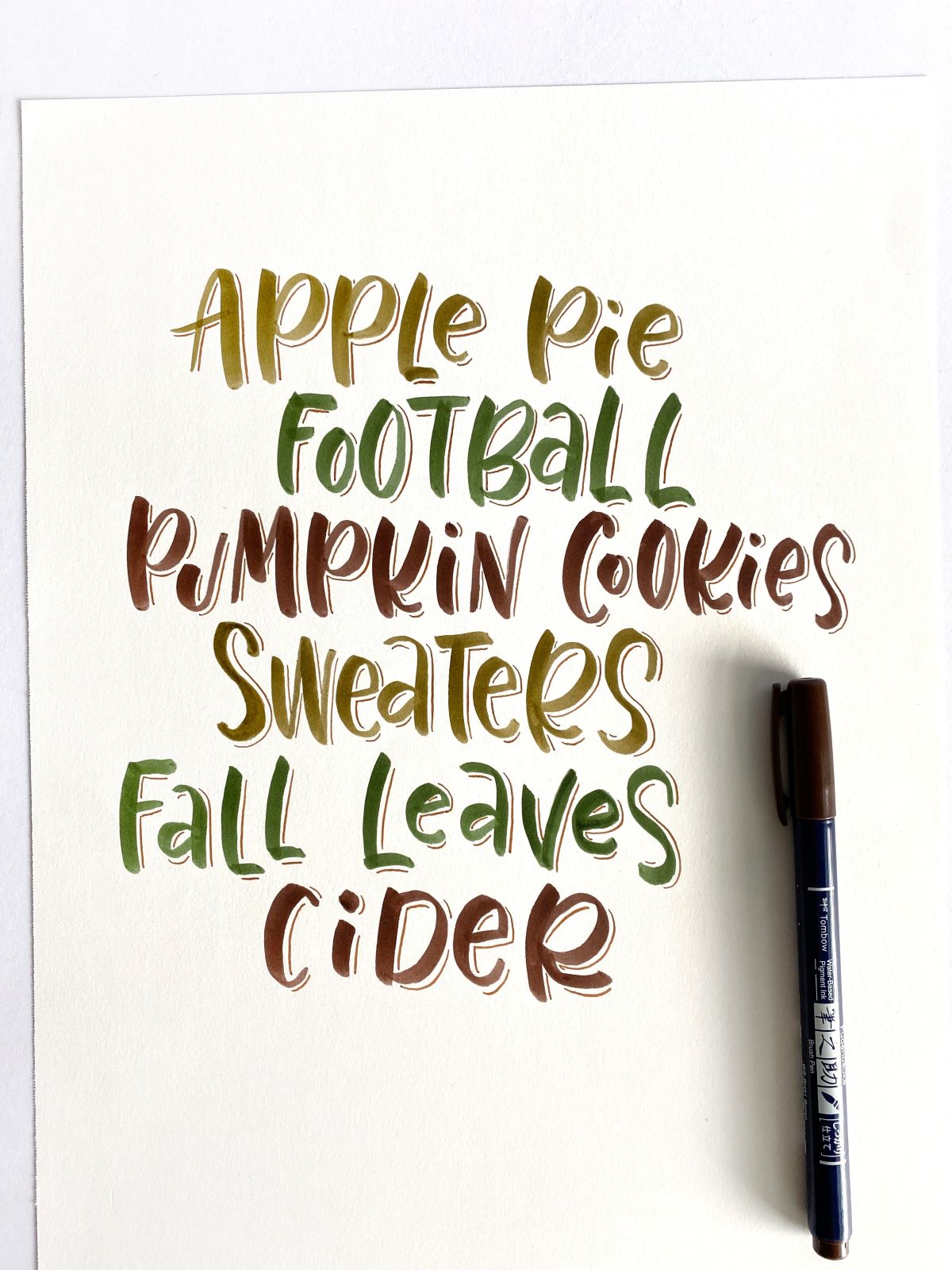 Hand Letter a Fall Print With Three Dual Brush Pens - Mandy Faucher