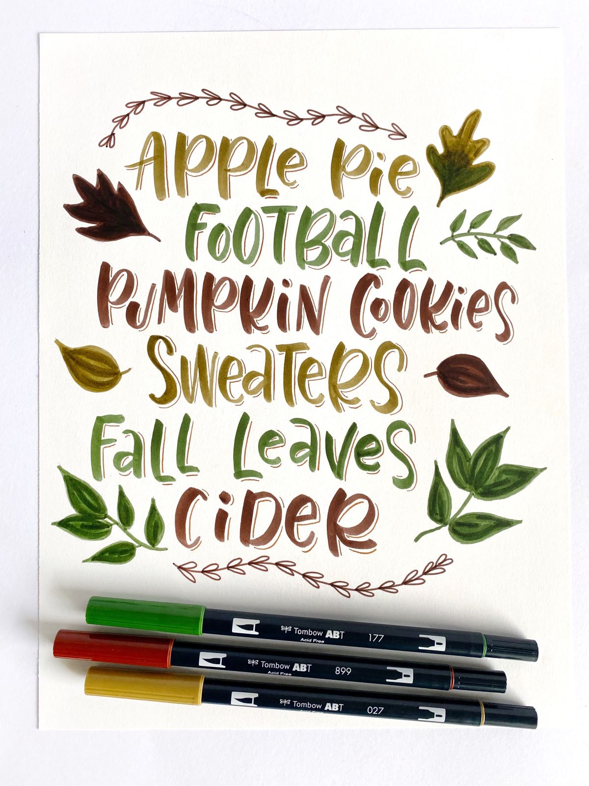 Hand Letter a Fall Print With Three Dual Brush Pens - Mandy Faucher