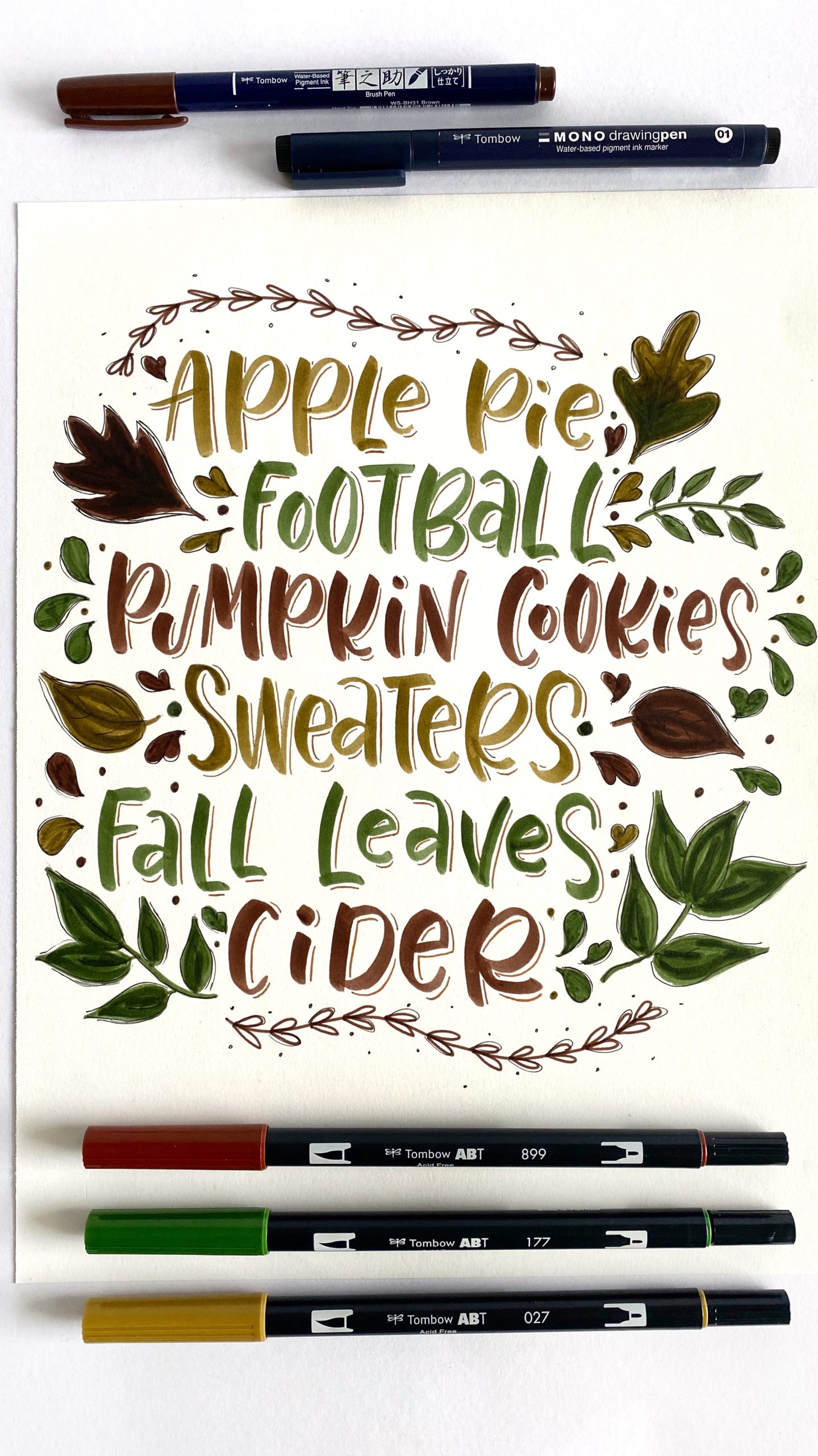 Hand Letter a Fall Print With Three Dual Brush Pens - Mandy Faucher