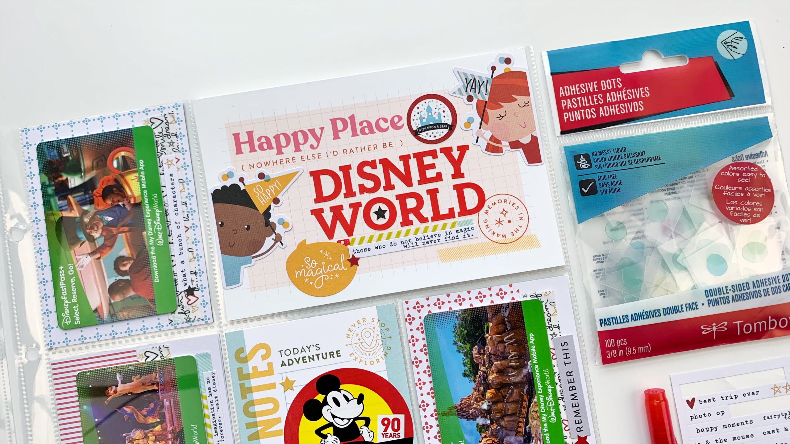 Create a travel album like this Disney Scrapbook using these tips. #tombow #scrapbook