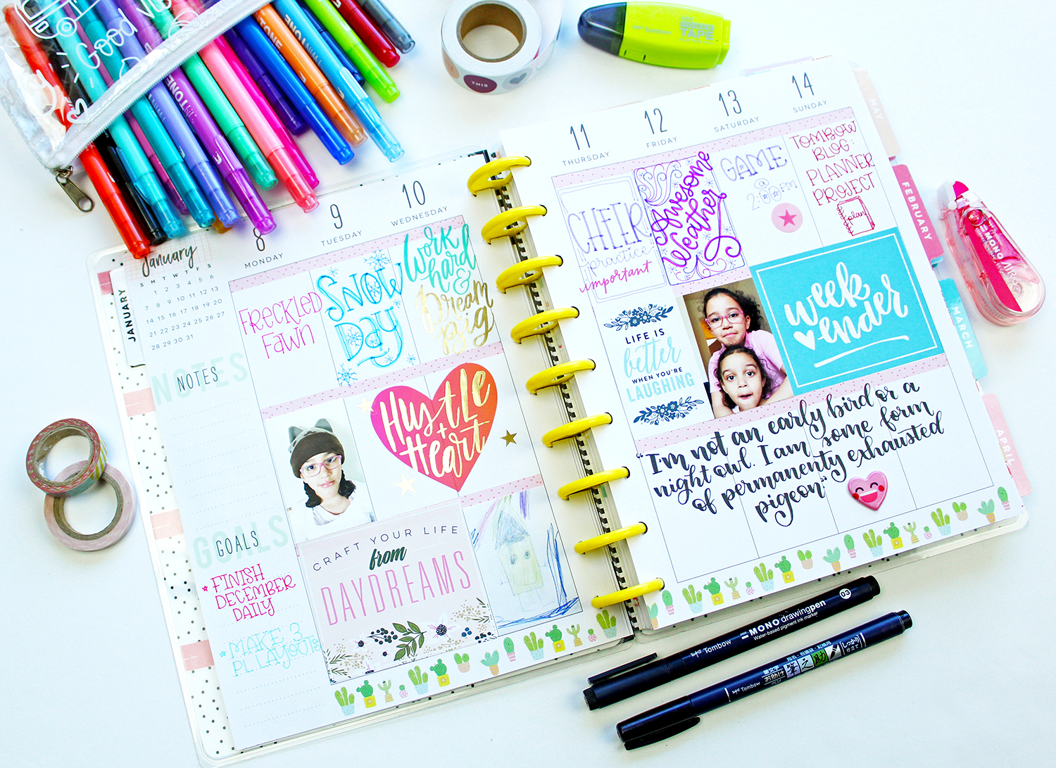 Tombow Brush Pen Testing in 8 Different Bullet Journals – All About Planners