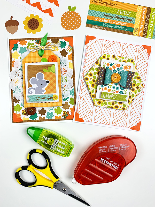 Learn 10 things you need to make a great fall card. Learn what adhesives you need to use to achieve a beautiful card! #tombow #cardmaking