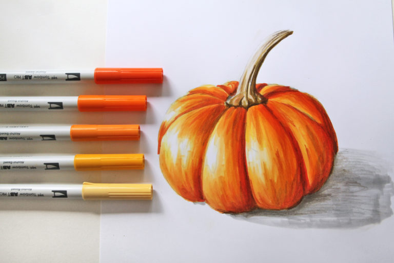 How To Draw A Realistic Pumpkin Tombow Usa Blog