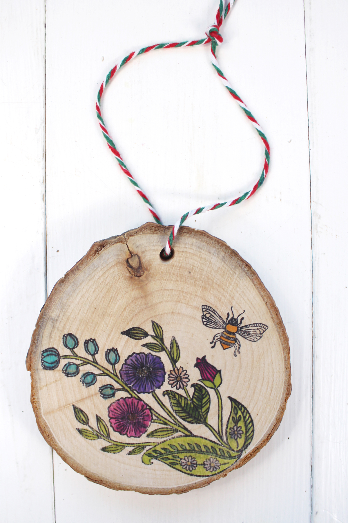 Stamped Wood Slice Ornaments Using Dare 2B Artzy Stamp- Natalie Shaw