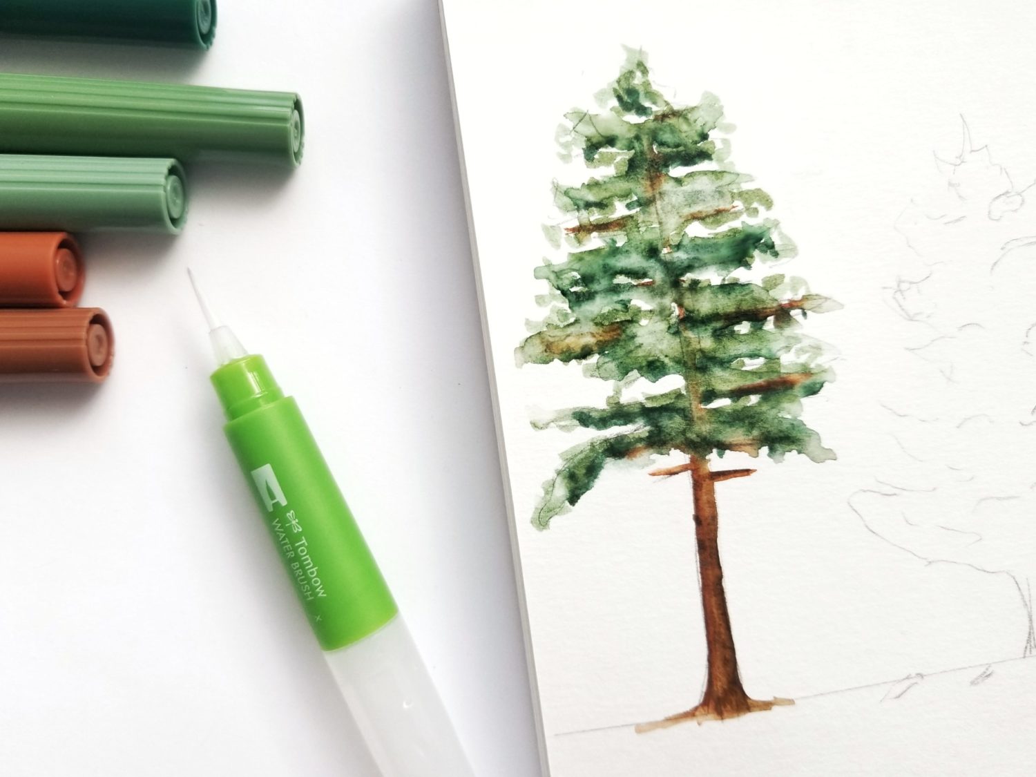 Easy Watercolor Trees with Tombow Dual Brush Pens ⋆ The Petite Planner