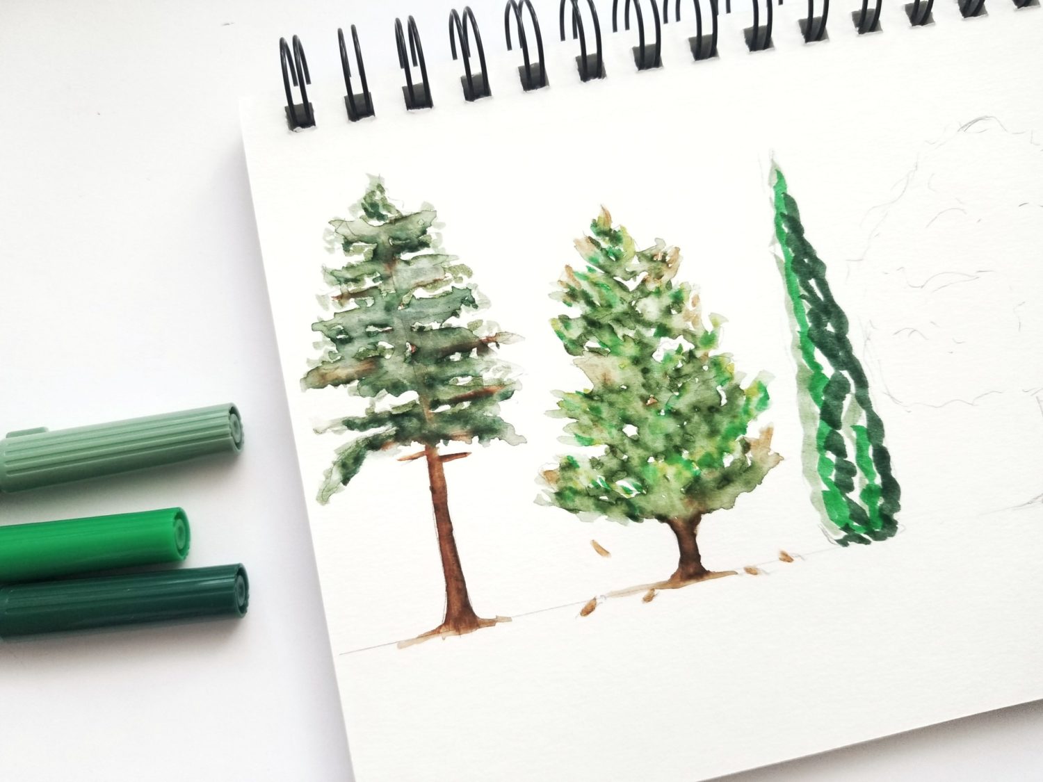 Easy Watercolor Trees with Tombow Dual Brush Pens ⋆ The Petite