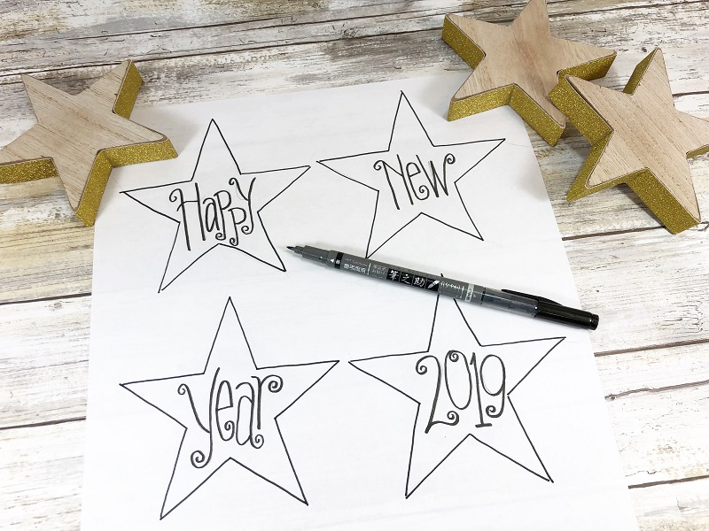 TOMBOW HAND LETTERED HAPPY NEW YEAR STAR DECOR CREATIVELY BETH