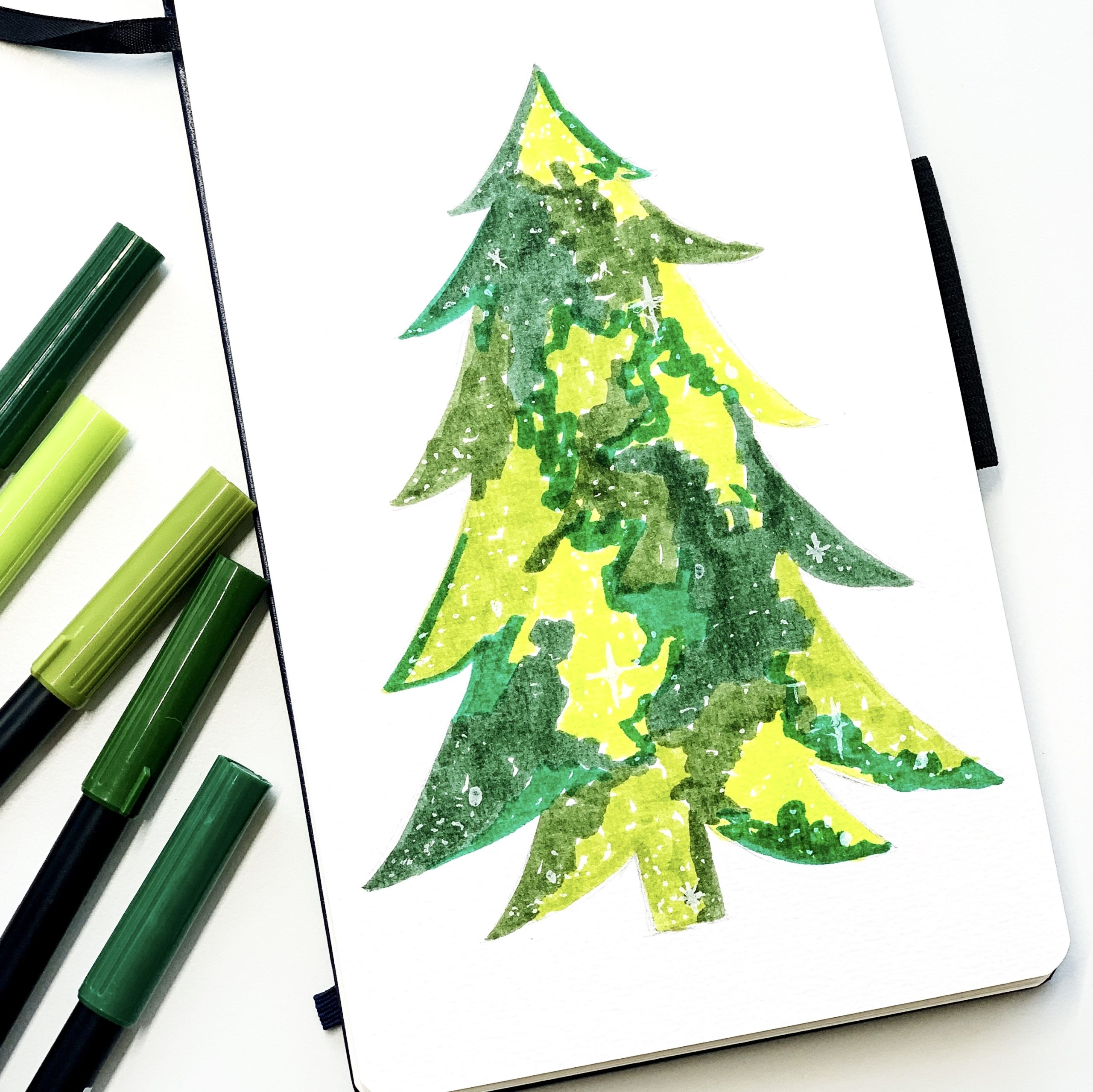 Christmas Tree Watercolor Galaxy Tutorial - Adrienne Castleton