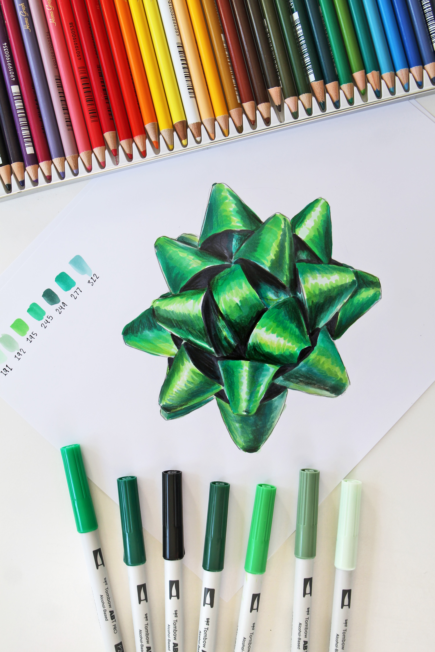How to Draw a Holiday Gift Bow Using ABT PRO Markers Tombow USA Blog