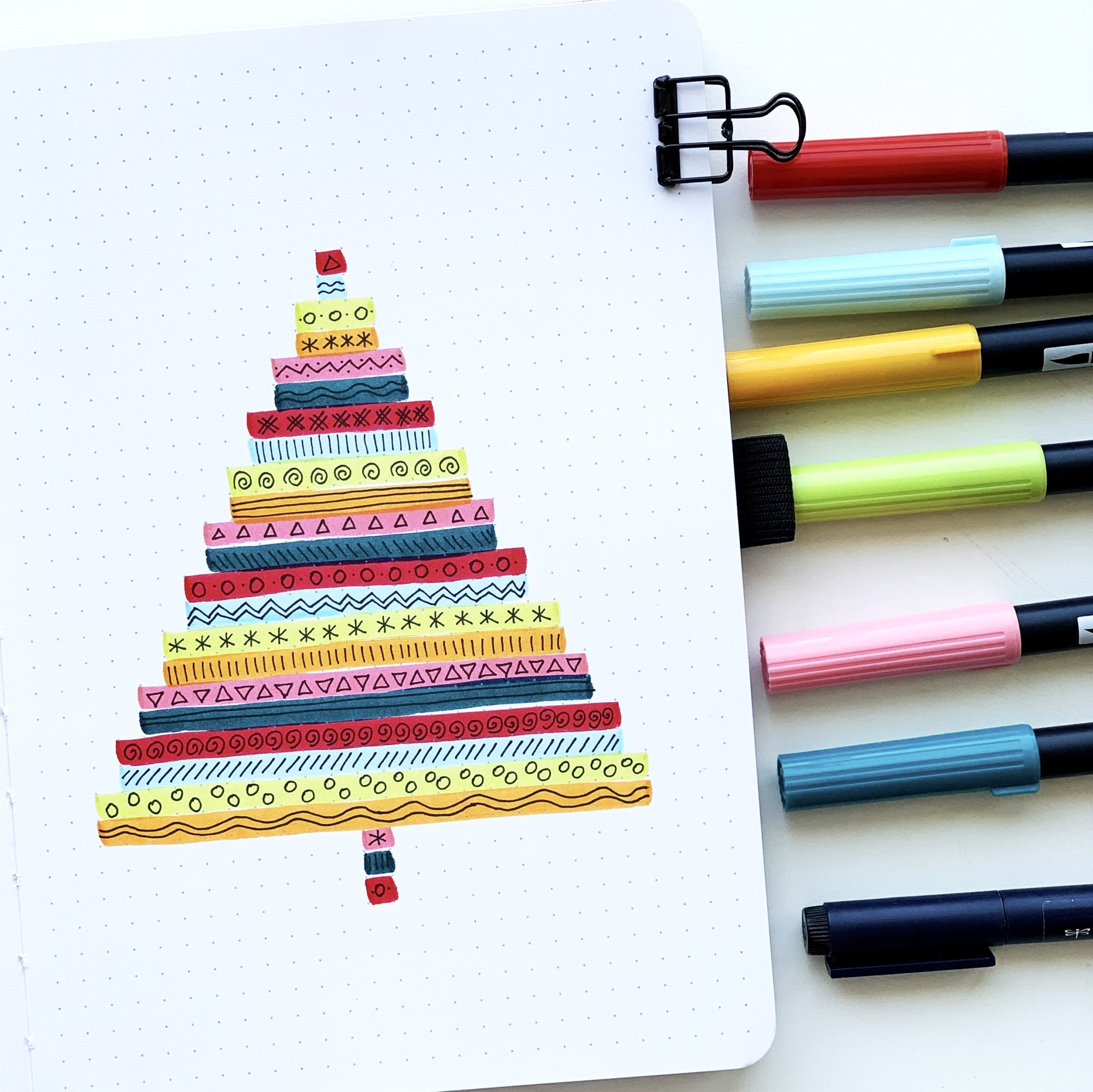 Dot Grid Journal Christmas Tree Tutorial - Tombow USA Blog