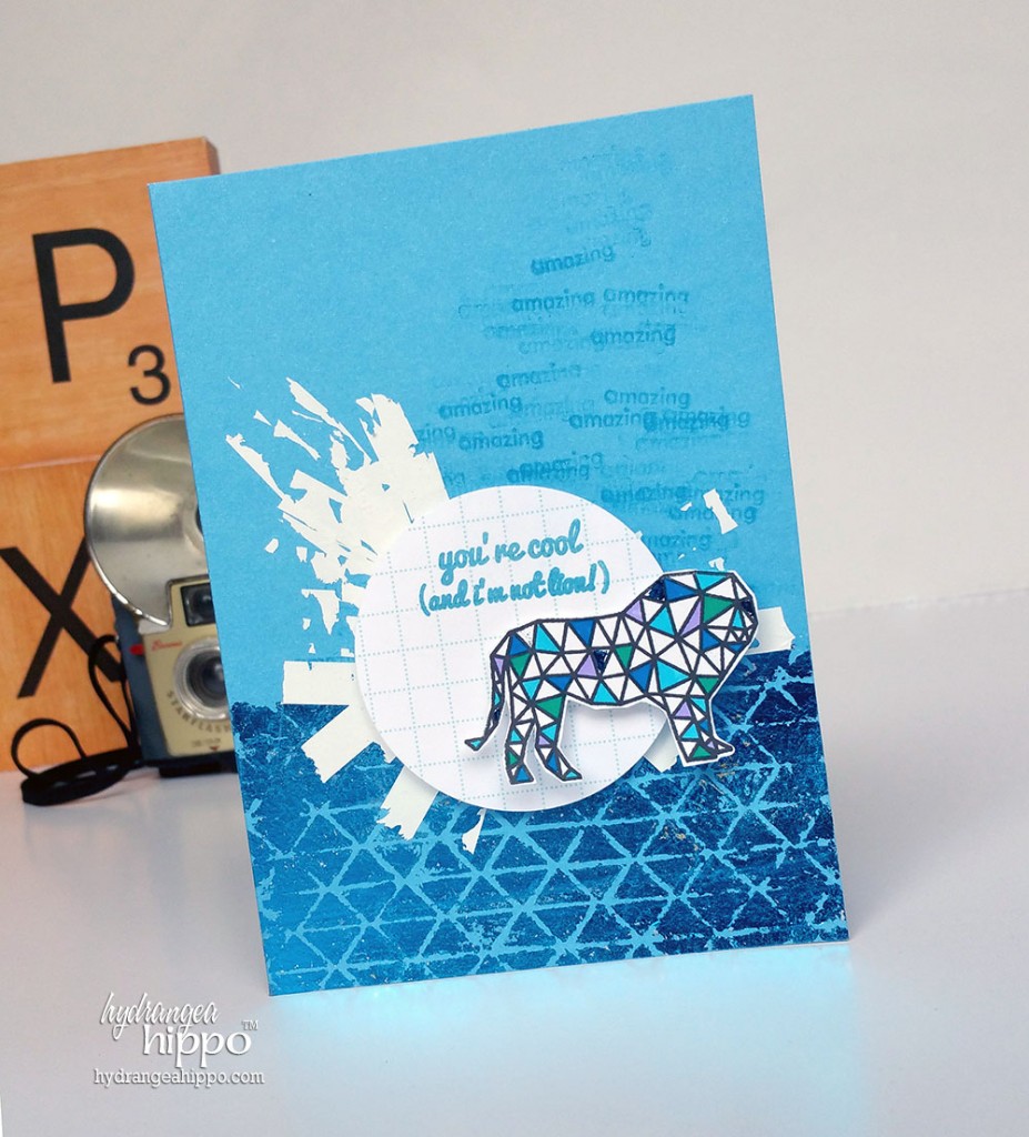 2015-01 Gold Foiling with Tombow Mono Glue and Stencil - Lion Card by Jennifer Priest 3
