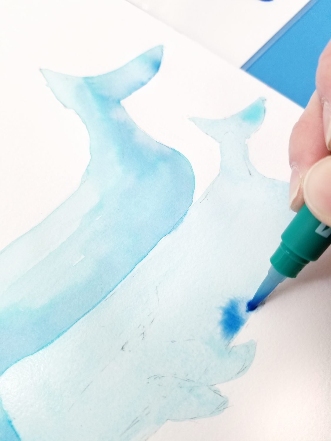 How to Paint Watercolor Dolphins using Dual Brush Pens