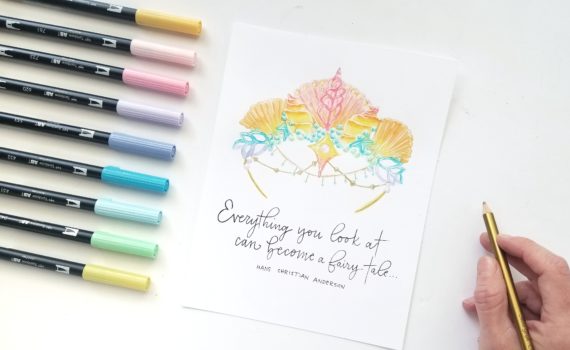 Learn to watercolor a mermaid crown with @graceannestudio using @tombowusa Dual Brush Pens!