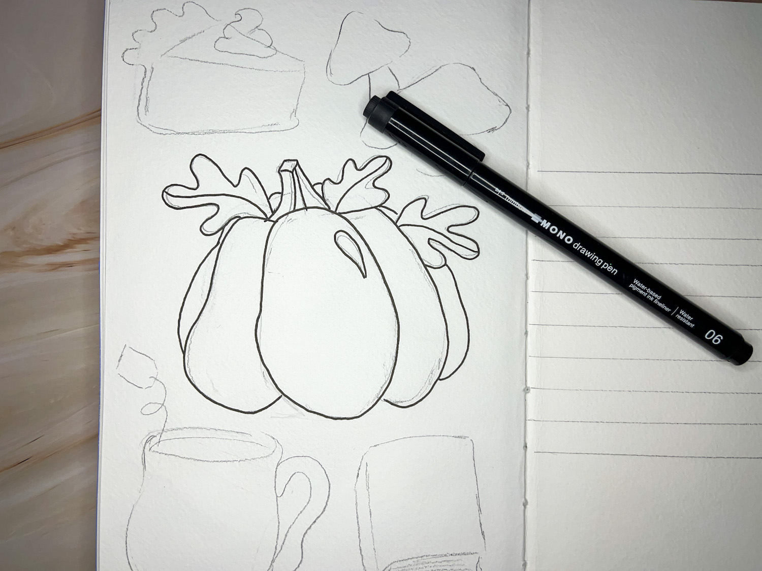 Create a Fall Inspired Journal Spread using @tombowusa Dual Brush Pens and MONO Drawing Pens following this tutorial by @studiokatie