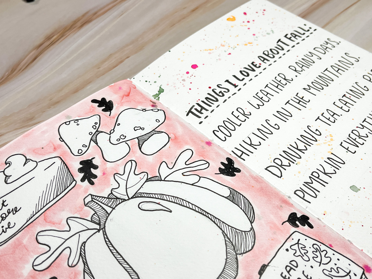 Create a Fall Inspired Journal Spread using @tombowusa Dual Brush Pens and MONO Drawing Pens following this tutorial by @studiokatie