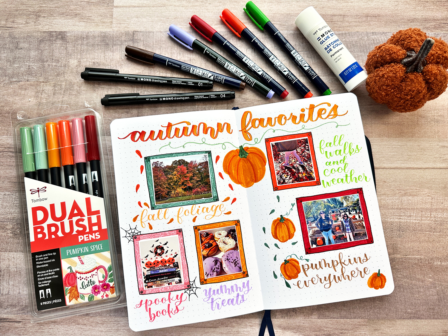 Journal about your Autumn Favorites using the Tombow Dual Brush Pens Pumpkin Spice set! #tombow #journaling