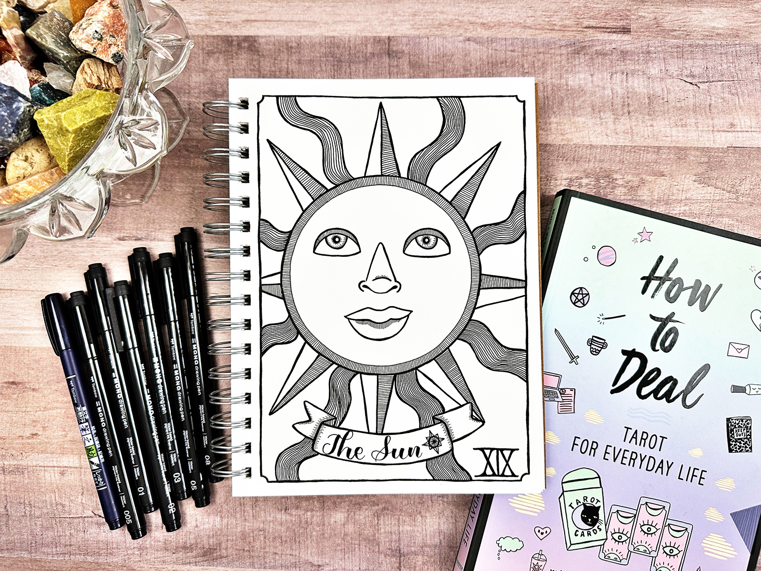 Create a tarot card illustration using the Tombow MONO Drawing Pens. #tombow #tarotcard