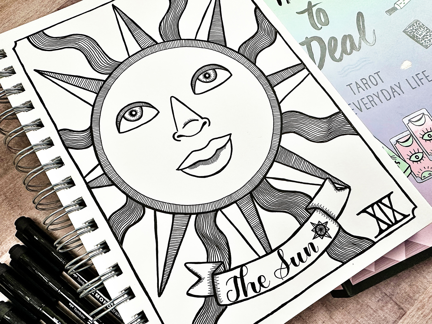 Create a tarot card illustration using the Tombow MONO Drawing Pens. #tombow #tarotcard