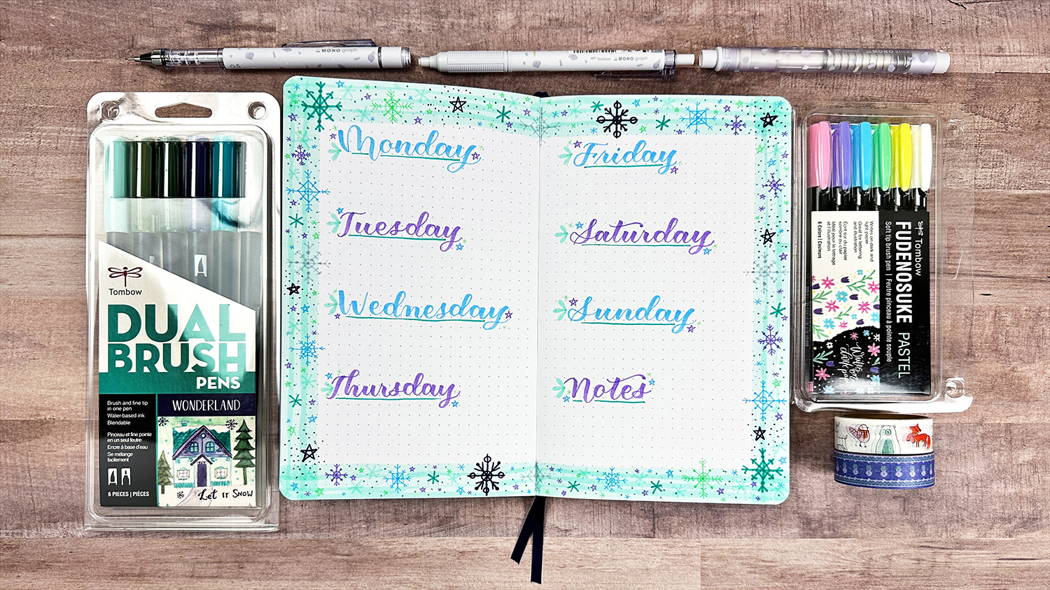 Start the year with an easy and fun Winter journal spread! #tombow #journaling