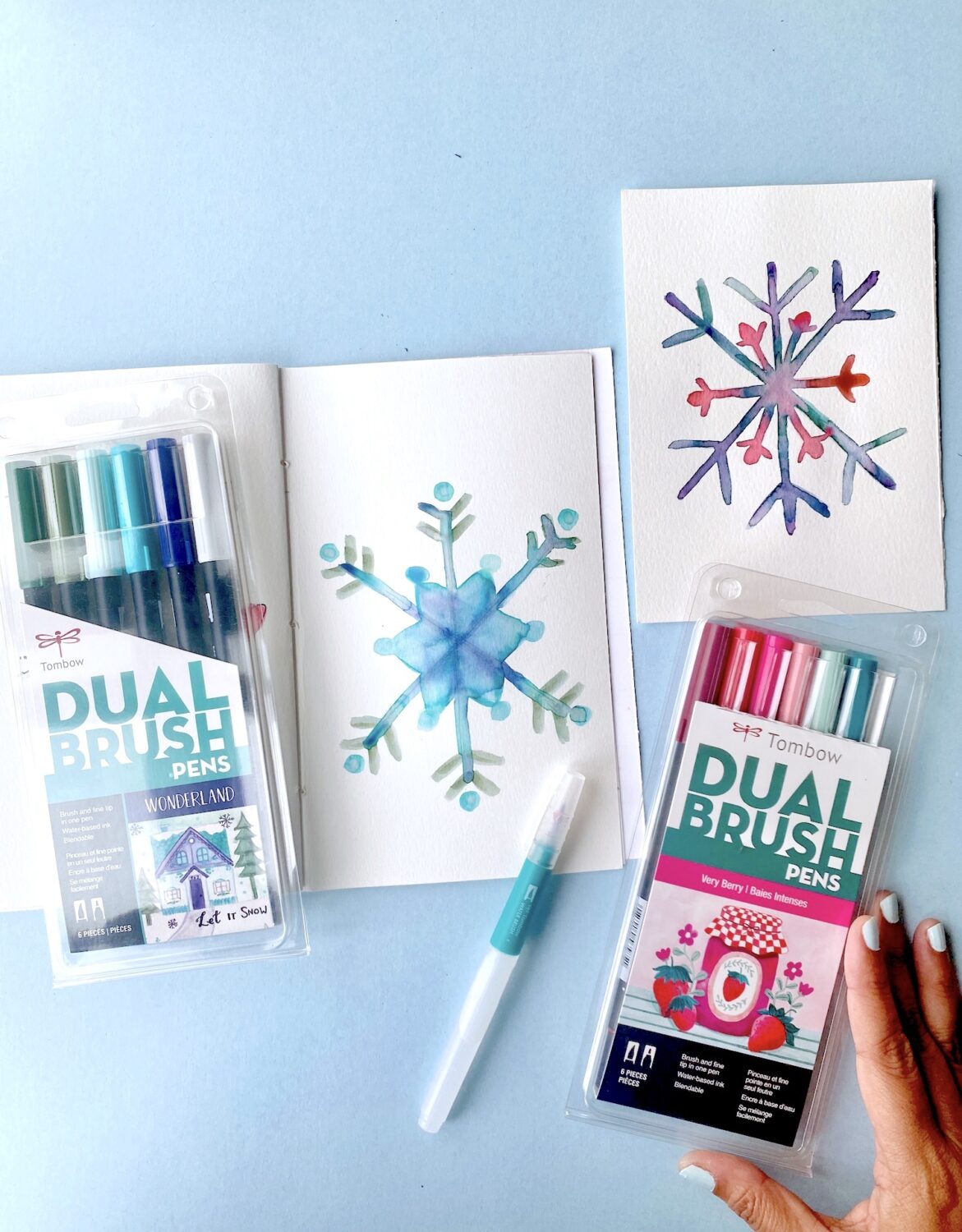 Watercolor Snowflake Tutorial - finished snowflake illustrations