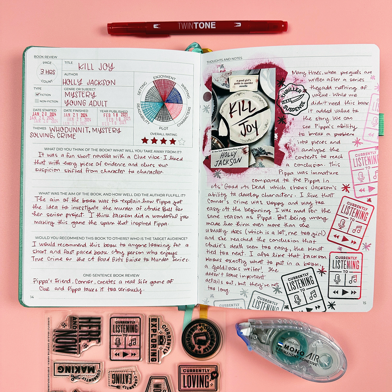 Use the Tombow TwinTone Dual Tip Markers to write your journaling! Use different colors to match a color or a feeling! #tombow #readingjournal