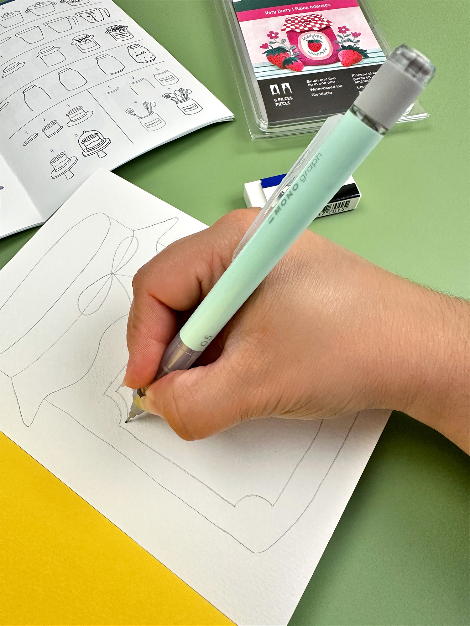 The Tombow Learn To Doodle Kit has an instructional booklet with hundreds of doodles, including may step by step tutorials. I used the jar tutorial to draw this jar with the Tombow MONO Graph Mechanical Pencil. I changed little details like the shape of the label. #tombow #doodling