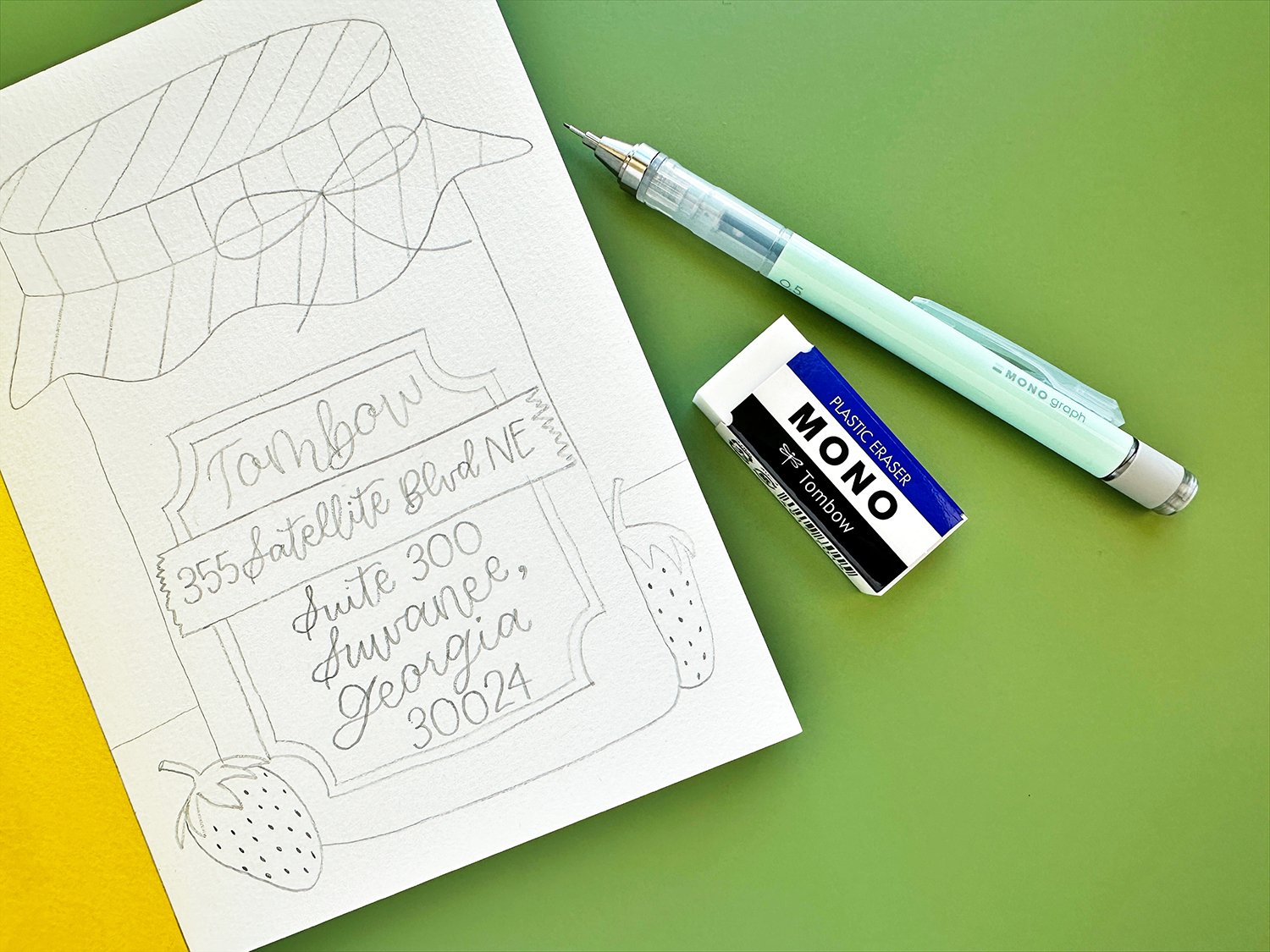 Use the Tombow MONO Graph Mechanical Pencil to create your own postcard. #tombow #diypostcard