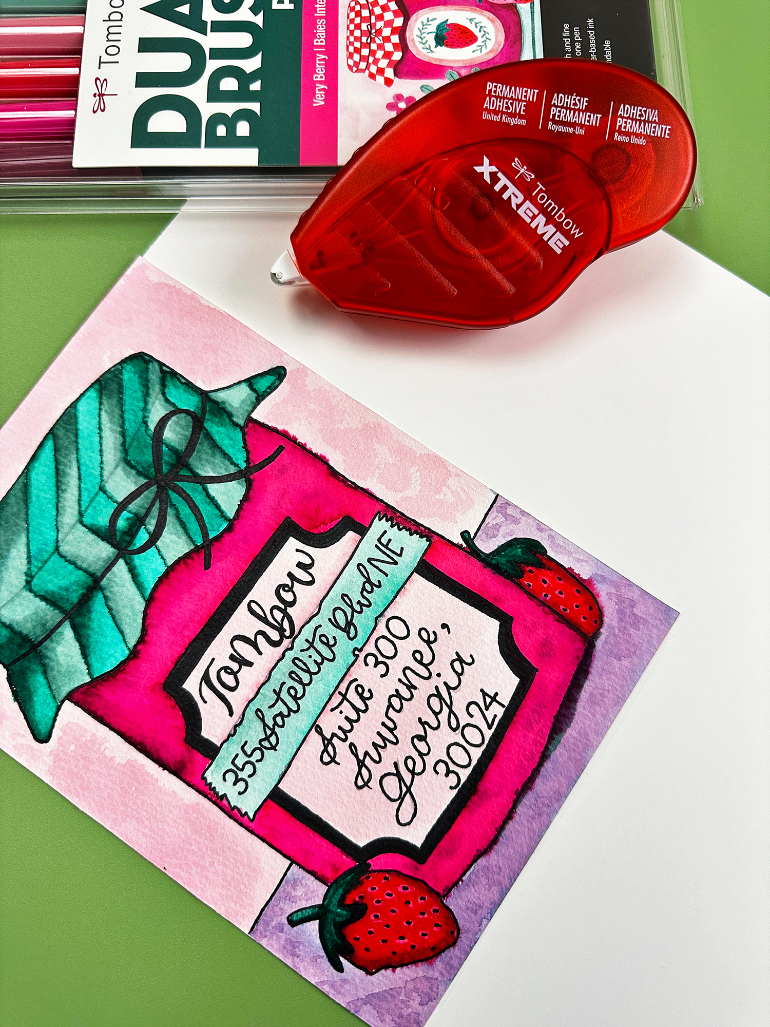 If you want to make your postcard sturdy, use cardboard and the Tombow Xtreme Adhesive. #tombow #happymail