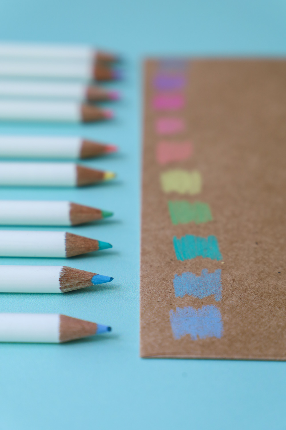 swatch out your irojiten colored pencils on kraft paper