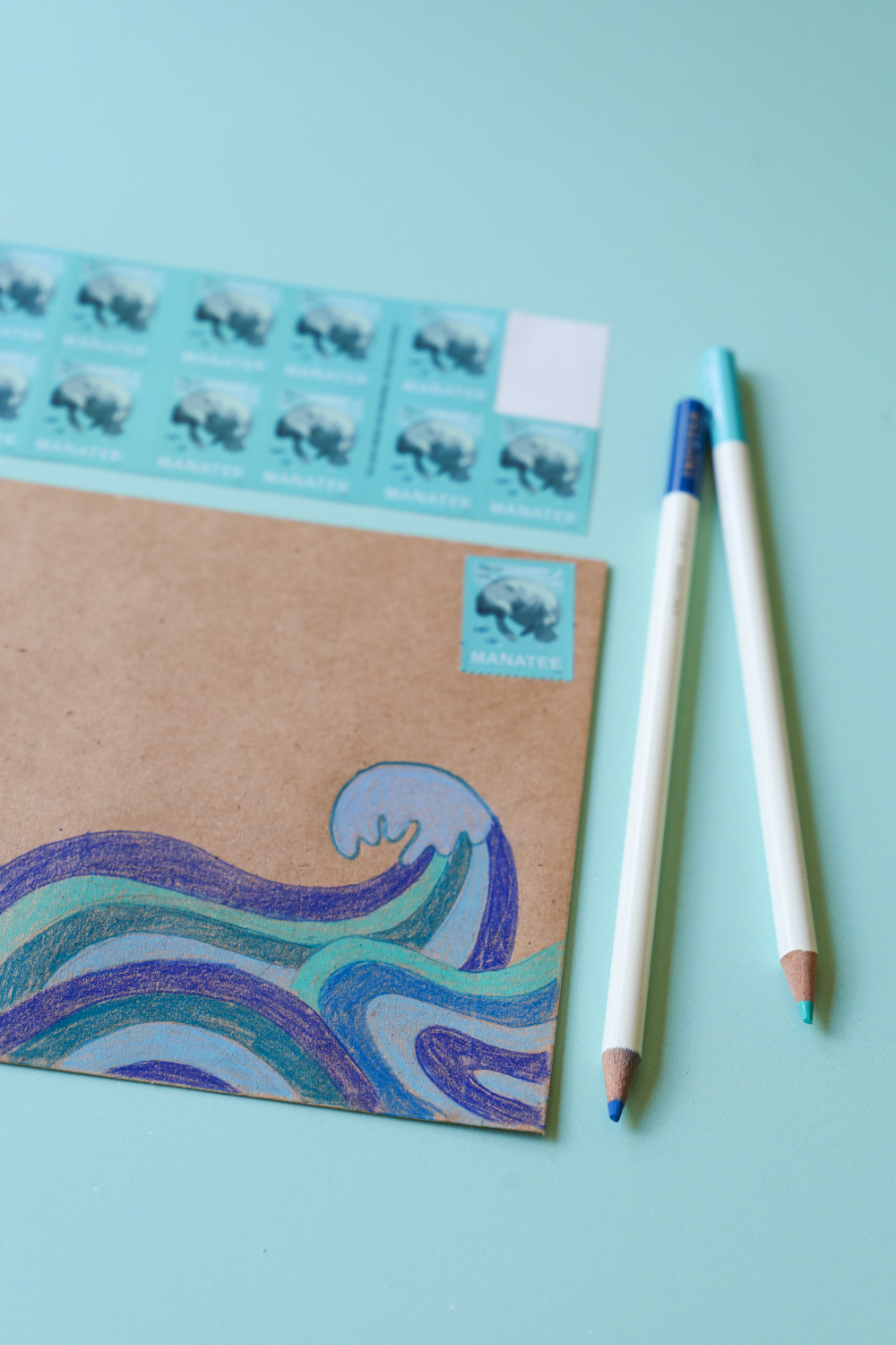 DIY Summer Envelope Art using @tombowusa Irojiten Colored Pencils 