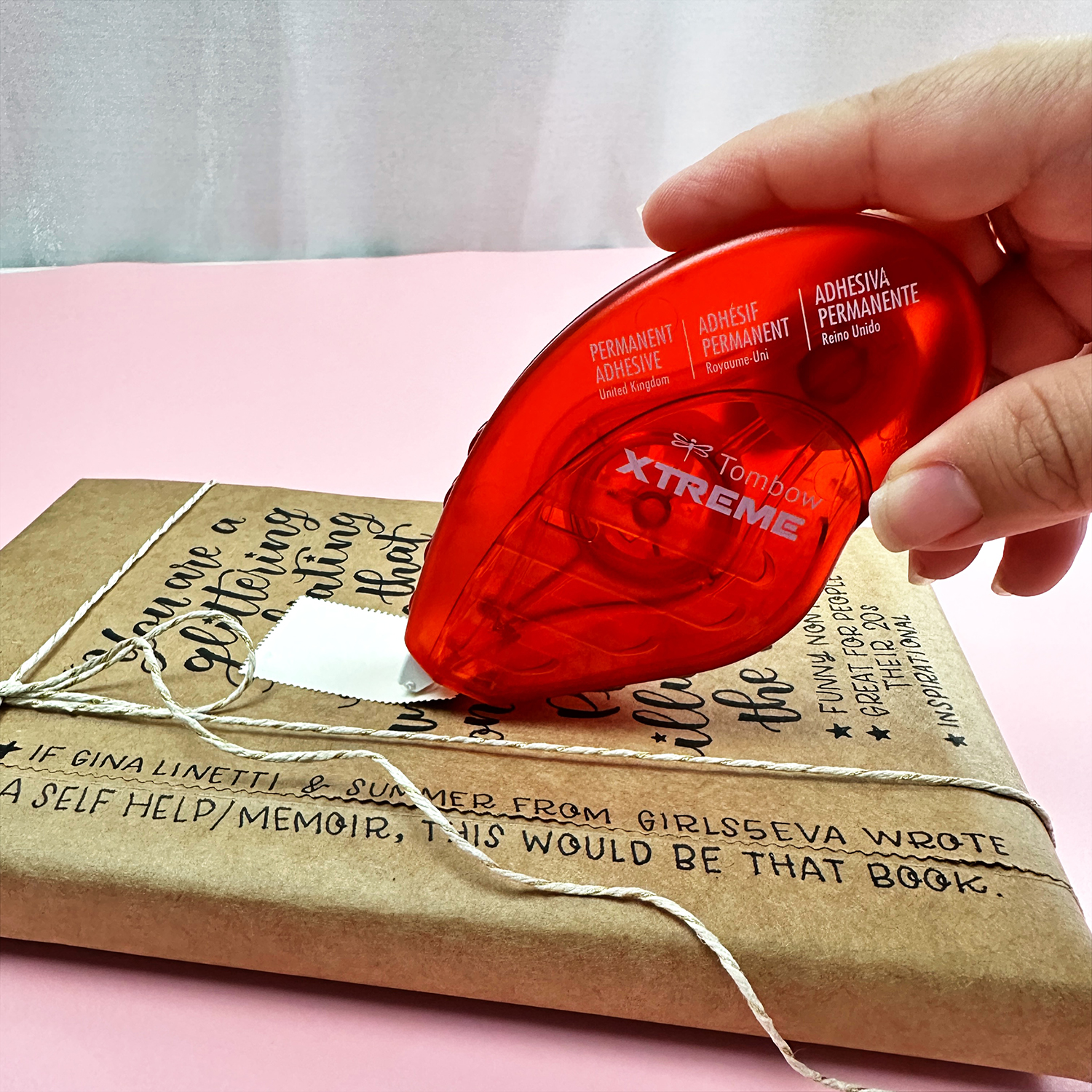 Use the Tombow Xtreme Adhesive to decorate the package with die cuts. #tombow #giftwrapping